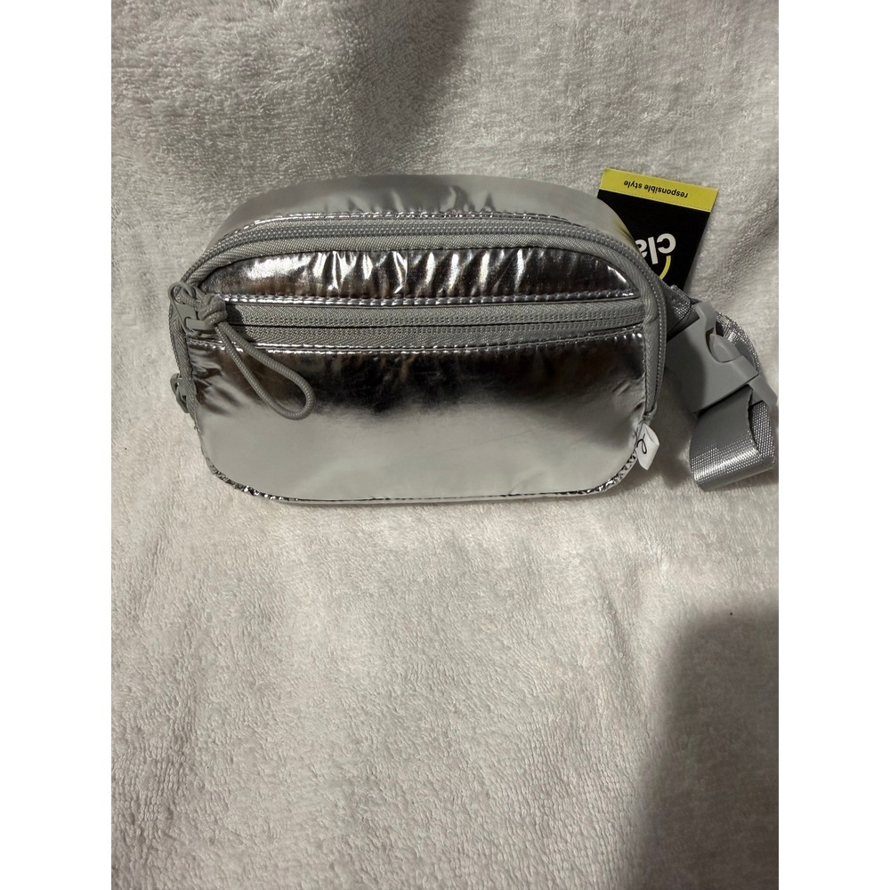 Art Class Metallic Silver Belt Bag Puffer Fanny Pack NWT